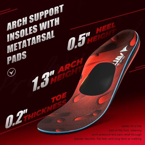 VALSOLE 220+ lbs Plantar Fasciitis High Arch Support Insole for Men Women,Heavy Duty Support Pain Relief Orthotics Insert,Relieve Flat Feet,High Arch,Foot Pain,Standing All Day Boot Work Shoe Insole in Kuwait