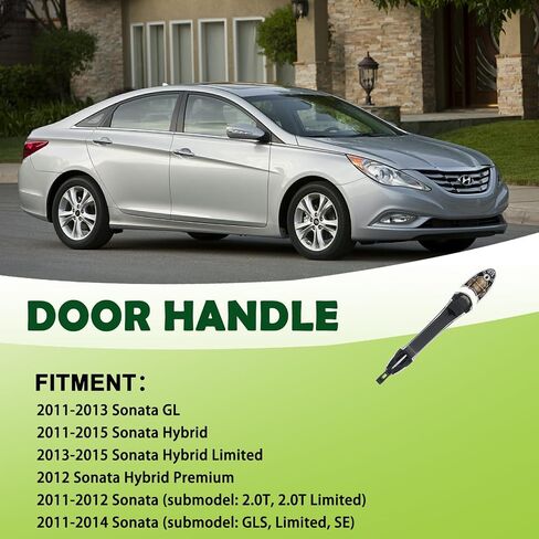 Exterior Door Handle Chrome Rear Left &Rear Right Side Compatible with 2011-2015 Hyundai Sonata Replaces 82651-3S010 83652-3S010 in Saudi Arabia