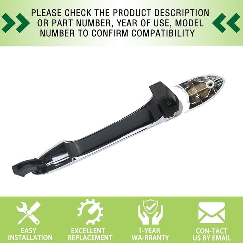 Exterior Door Handle Chrome Rear Left &Rear Right Side Compatible with 2011-2015 Hyundai Sonata Replaces 82651-3S010 83652-3S010 in Saudi Arabia