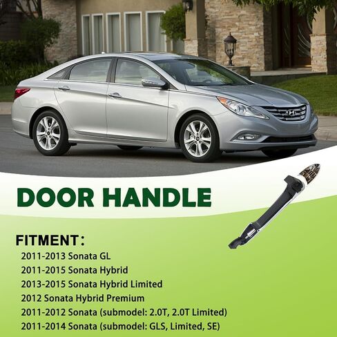 Exterior Door Handle Chrome Rear Left &Rear Right Side Compatible with 2011-2015 Hyundai Sonata Replaces 82651-3S010 83652-3S010 in Saudi Arabia
