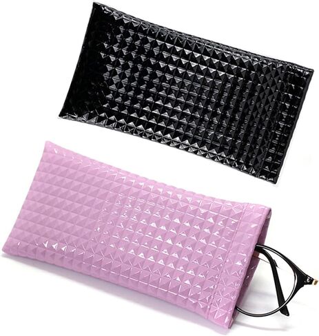 عبوتان من حافظة النظارات المحمولة ذات الضغط العلوي - حافظة نظارات شمسية ناعمة من جلد البولي يوريثان سهلة الاستخدام وحامل حقيبة للنظارات in Kuwait