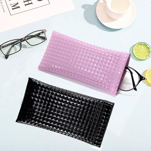 عبوتان من حافظة النظارات المحمولة ذات الضغط العلوي - حافظة نظارات شمسية ناعمة من جلد البولي يوريثان سهلة الاستخدام وحامل حقيبة للنظارات in Kuwait