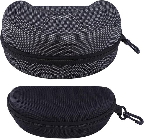2 PCS Safety Glasses Cases, Ski Snowboard Snow Goggles Case Protective Eyeglasses Case Portable Glasses Case Hard Shell with Clip and Zipper Closure (Black + Blue) in Saudi Arabia