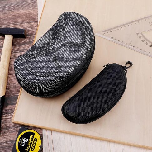 2 PCS Safety Glasses Cases, Ski Snowboard Snow Goggles Case Protective Eyeglasses Case Portable Glasses Case Hard Shell with Clip and Zipper Closure (Black + Blue) in Saudi Arabia