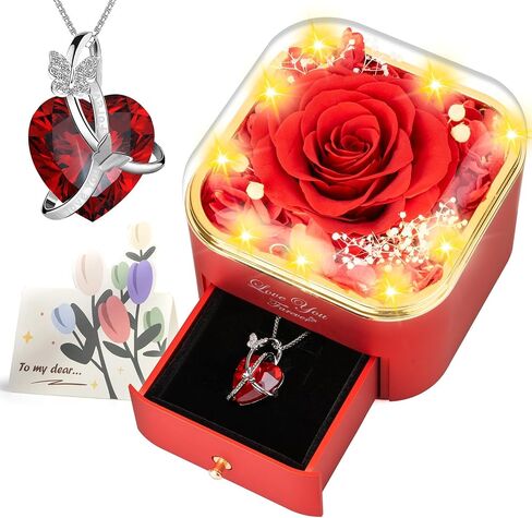 Preserved Red Real Rose in Glass with Scented Candles–Forever Flower Romantic Anniversary Mothers Day Christmas Birthday Valentines Day Gifts for Her, Women, Wife, Girlfriend, Mom, Grandma in Saudi Arabia