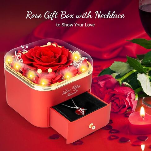 Preserved Red Real Rose in Glass with Scented Candles–Forever Flower Romantic Anniversary Mothers Day Christmas Birthday Valentines Day Gifts for Her, Women, Wife, Girlfriend, Mom, Grandma in Saudi Arabia