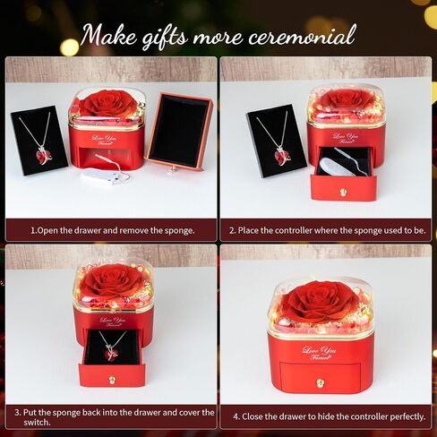 Preserved Red Real Rose in Glass with Scented Candles–Forever Flower Romantic Anniversary Mothers Day Christmas Birthday Valentines Day Gifts for Her, Women, Wife, Girlfriend, Mom, Grandma in Saudi Arabia