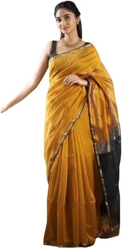 ساري نسائي من مزيج القطن مع عمل زاري وقطعة بلوزة غير مخيطة in Kuwait