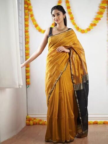 ساري نسائي من مزيج القطن مع عمل زاري وقطعة بلوزة غير مخيطة in Kuwait