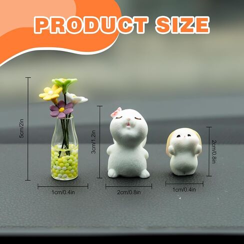 Bunny Car Decoration with Daisy Car Flower Vase Rear View Mirror Ornament, 3PCS Funny Dashboard Decoration Cute Car Accessories in Kuwait