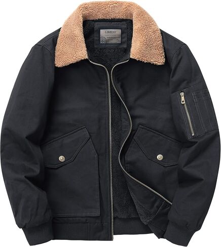 سترة LOUECHY للرجال من القطن المغسول العسكري مبطنة بصوف الشيربا، سترة سميكة ودافئة للشتاء in Kuwait