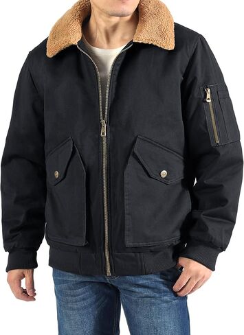 سترة LOUECHY للرجال من القطن المغسول العسكري مبطنة بصوف الشيربا، سترة سميكة ودافئة للشتاء in Kuwait