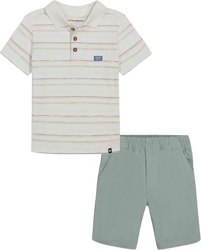 Lucky Brand boys 2 Piece Knit Woven Short Set in Saudi Arabia