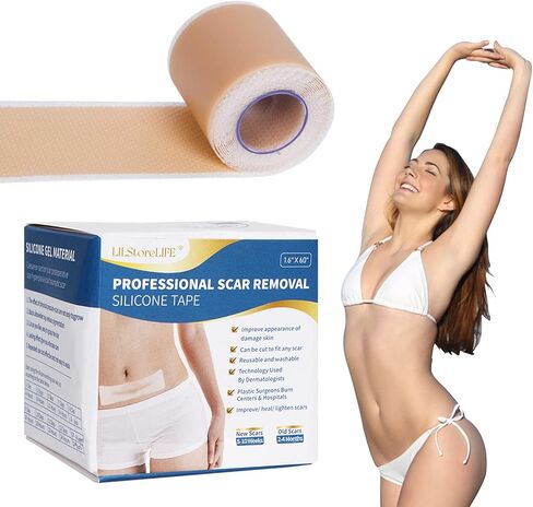 Silicone Scar Sheets, Silicone Scar Tape Roll (60"x1.6"), Professional Scars Removal Treatment, Scar Silicone Strips, Reusable Silicone Scar Strips Type for Keloid, C-Section, Surgery, Keloid, Acne in Saudi Arabia