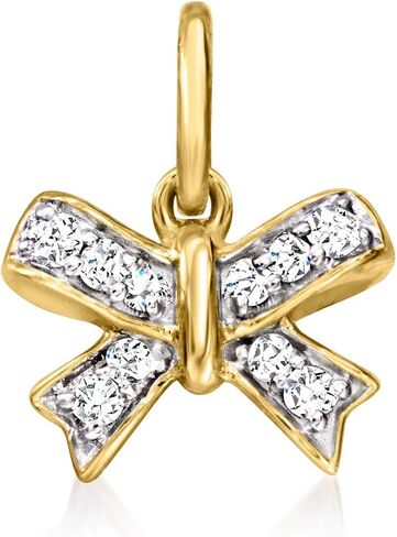 RS Pure by Ross-Simons Diamond Bow Charm in 14kt Yellow Gold in Saudi Arabia