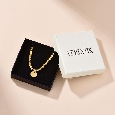 Valentines Day gift Initial Letter Gold Bracelet for women Dainty 18K Gold- Plated Initial Letter A-Z Charm Disc Bracelet for Women Gold Beaded Bracelet for women Gifts trendy Jewelry in Saudi Arabia