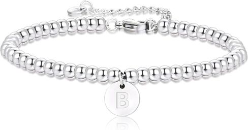 Valentines Day gift Initial Letter Gold Bracelet for women Dainty 18K Gold- Plated Initial Letter A-Z Charm Disc Bracelet for Women Gold Beaded Bracelet for women Gifts trendy Jewelry in Saudi Arabia