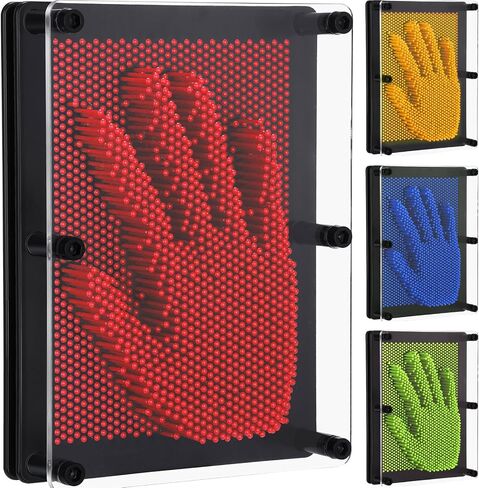 Jenaai 4 Pack 3D Pin Art Large 6 x 8 Inches Pin Art Board Sensory Pin Push Toy Colorful Plastic Pin Art Palm Board Push Pin Toy for Girls Boys Gifts Fidget Toys(Red, Dark Blue, Light Blue, Pink) in Saudi Arabia