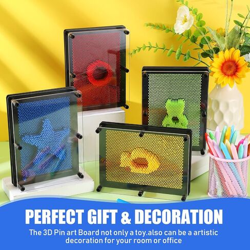 Jenaai 4 Pack 3D Pin Art Large 6 x 8 Inches Pin Art Board Sensory Pin Push Toy Colorful Plastic Pin Art Palm Board Push Pin Toy for Girls Boys Gifts Fidget Toys(Red, Dark Blue, Light Blue, Pink) in Saudi Arabia