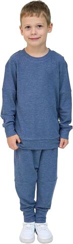 Girls Boys 2-Piece Sweatsuit, Knit Sweatshirt Top & Jogger Pants Clothes Set, Toddler Kids Casual Outfits in Saudi Arabia