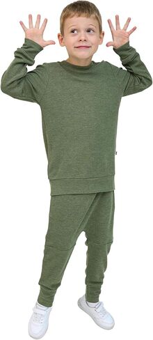 Girls Boys 2-Piece Sweatsuit, Knit Sweatshirt Top & Jogger Pants Clothes Set, Toddler Kids Casual Outfits in Saudi Arabia