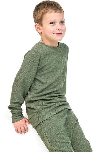 Girls Boys 2-Piece Sweatsuit, Knit Sweatshirt Top & Jogger Pants Clothes Set, Toddler Kids Casual Outfits in Saudi Arabia