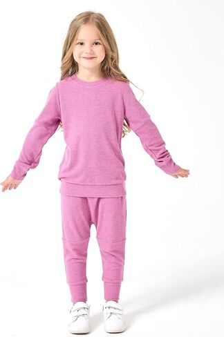Girls Boys 2-Piece Sweatsuit, Knit Sweatshirt Top & Jogger Pants Clothes Set, Toddler Kids Casual Outfits in Saudi Arabia