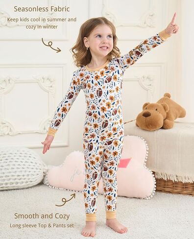 Toddler Boys Girls Clothes-Viscose Made from Bamboo, Long Sleeve Top and Pants Set, Soft 2Pcs Kid Outfit in Saudi Arabia