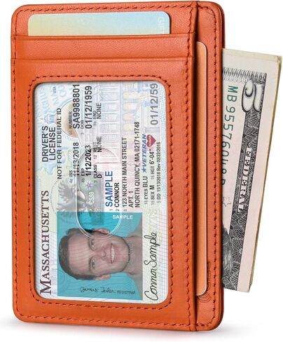 Buffway Slim Wallet for Men Women Minimalist Small Leather Front Pocket Wallets with RFID Blocking and Gifts Box - Bassa Black in Kuwait