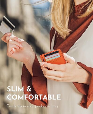 Buffway Slim Wallet for Men Women Minimalist Small Leather Front Pocket Wallets with RFID Blocking and Gifts Box - Bassa Black in Kuwait