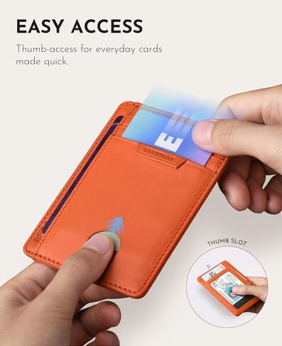 Buffway Slim Wallet for Men Women Minimalist Small Leather Front Pocket Wallets with RFID Blocking and Gifts Box - Bassa Black in Kuwait