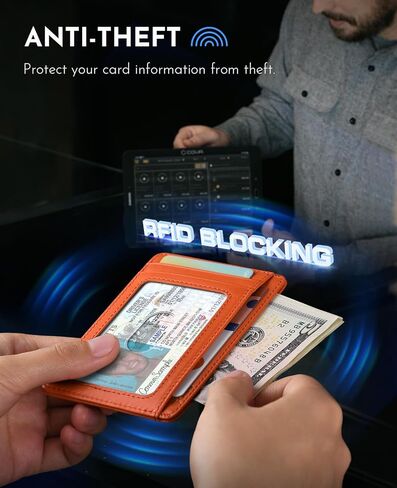 Buffway Slim Wallet for Men Women Minimalist Small Leather Front Pocket Wallets with RFID Blocking and Gifts Box - Bassa Black in Kuwait