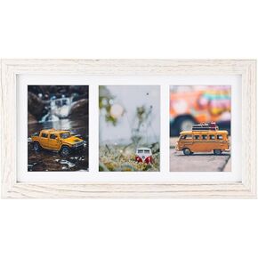 Golden State Art، إطار صور خشبي أسود مقاس 7 × 14 مع عرض حصيرة (3) صور مقاس 4 × 6 بوصة