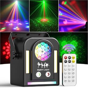Stage Lights DJ Lights LED Effect Light 5 in 1,8 Self-Propelled Effect Modes Voice Control Mode Equipped with Colorful Lights Suitable for DJ Party Home (with Remote Control)