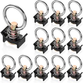 12 Pack Single Stud Fitting for L Track, L Track Tie Down O Ring, L Track Accessories Stainless Steel, Reusable Keeper Cargo Control 360 Degree Round Ring for Airline Logistic, Easy to Use