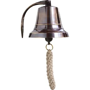 4" Solid Antique Brass Bell Quality Marine Wall Mounted Ship Hanging Bell Perfect for Dinner, Indoor, Outdoor, School, Bar, Reception, Last Order & Church by The Metal Magician