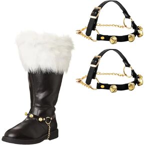 2 Pcs Christmas Santa Claus Boots Accessories Santa Boots Bell for Halloween Christmas Costume Christmas Bells for Decoration Santa Claus Decor Christmas Accessories Christmas Boots Bells