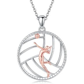 Volleyball/Tennis/Softball/Gymnastics/Cheer/Ballerina Necklace Sterling Silver Sport/Gymnastics/Ballerina/Cheer Jewelry Gifts for Sport Gymnast Dancer Lover