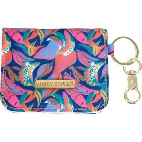 Mary Square Snap Closure ID Card Wallet With Key Hook, 3.5 x 4 Inch Canvas With Protective Coating, Eyes on Me