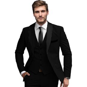 Men's Suit 3 Piece Slim Fit Suits Set Classic Tuxedo Shawl Lapel One Button Suit for Wedding Prom Business Dinner Prom