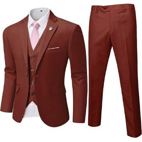 بدلة Hihawk للرجال بقصة ضيقة من 3 قطع، مجموعة سترة بزر واحد، سترة وسترة وسروال لحفلات الزفاف وحفلات العمل in Kuwait