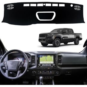 Dashboard Dash Board Cover Mat Pad Carpet Non-Slip Custom Compatible with Nissan Frontier 2022 2023 2024 Protector Sunshield (Black Trim)