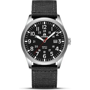 LN LENQIN Mens Watches Unisex Military Watches Sport Nylon Strap Stylish Luminous Fashion Watches Analog Quartz Watches for Men Waterproof Army Tactical Casual Wristwatch