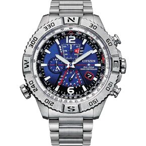 Citizen Men's Eco-Drive Promaster Navihawk A-T Watch, Blue Dial, Silver-Tone Stainless Steel Bracelet, Atomic Timekeeping (Model: AT8220-55L)