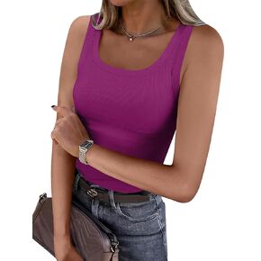 ANRABESS Womens Sleeveless Scoop Neck Tank Top Ribbed Fitted Summer Basic Slim Cute Tops 2025