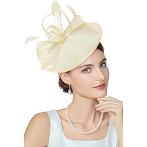 BABEYOND Derby Hats for Women - Fascinators Tea Party Hats Headband Wide Brim Fascinator Wedding Cocktail Feathers Headwear