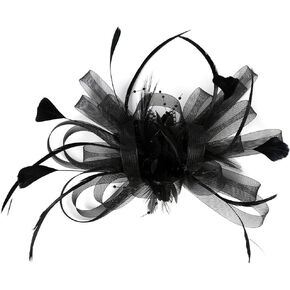 Women Fascinator Feather Flower Hair Clip Pin Brooch Corsage Bridal Headband Derby Hat Cocktail Tea Party Wedding