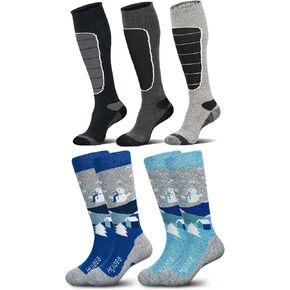 Hylaea Merino Wool Ski Socks for Kids and Adult, Baby Size Small, Unisex Size Medium