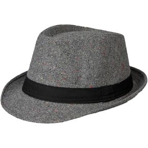 Mens Warm Vintage Woolen Fedora Hat Panama Trilby Hat Newsboy Top Cap Short Brim Manhattan Gangster Casual Jazz Hat
