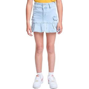 YMI Girls Cargo Pleated Denim Mini Skirt